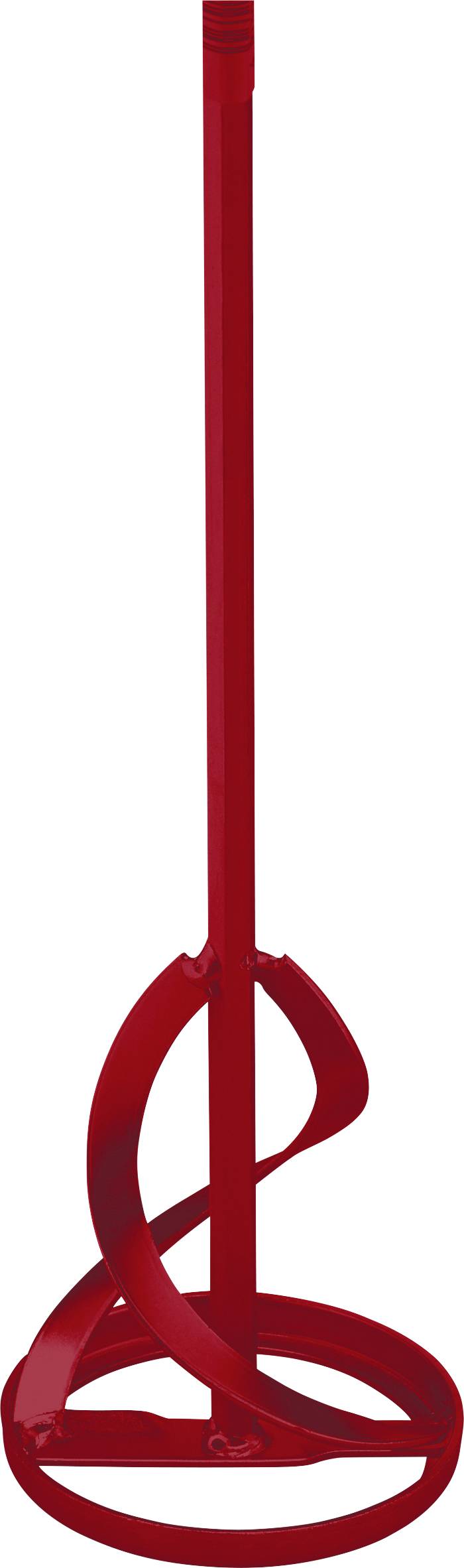 Rote Feuerleitung auf einer Wandhalterung mit einem Schlauch, der um einen vertikalen Mittelpfosten aufgewickelt ist.