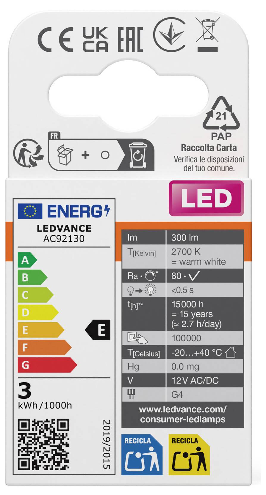 OSRAM HOMELIGHTING 4099854762406 LED EEK E (A - G) G4 Stiftsockel 2.5W Warmweiß nicht dimmbar 1St.