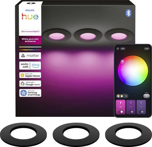 Philips Hue LED-Einbauleuchte 8721103109293 3er-Pack LED fest eingebaut 0.5 W Warmweiß bis Kaltweiß