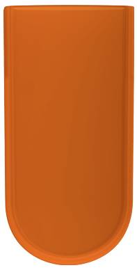 Orange U-förmiges Kunststoff-Reagenzglas oder Behälter auf weißem Hintergrund.