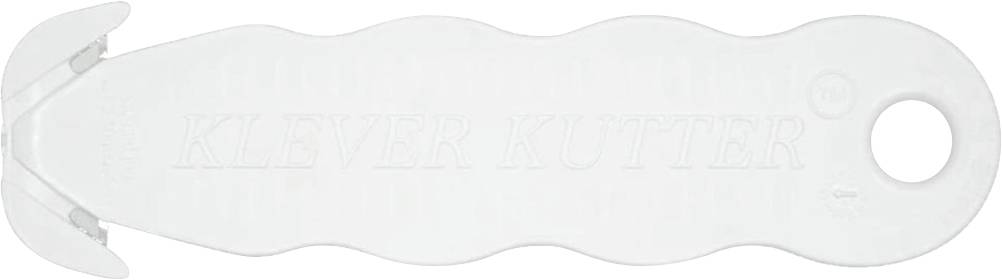 Weißer Kunststoff-Flaschenöffner mit der Aufschrift „KLEVER KUTTER