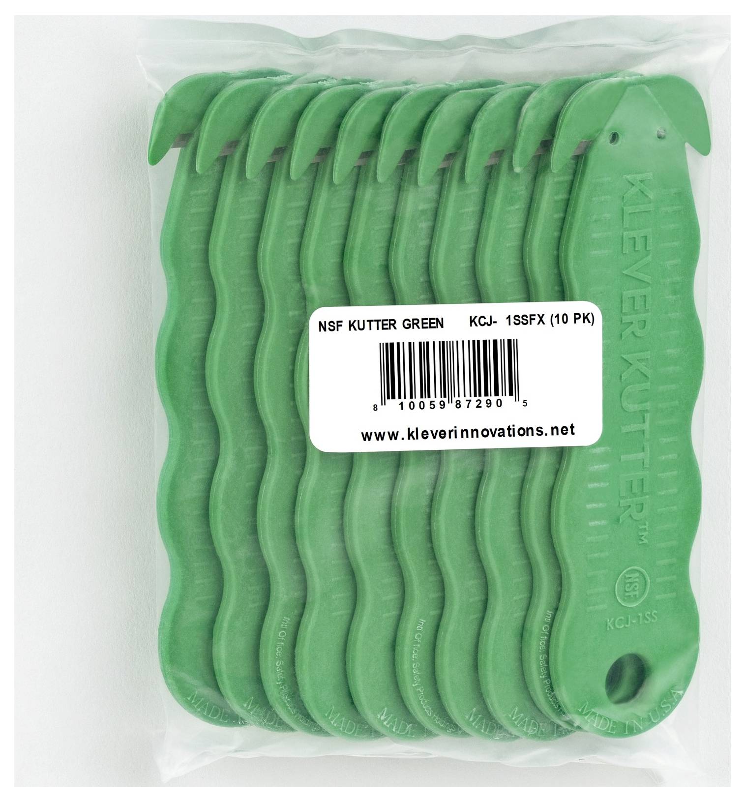 KLEVER KCJ-1SSFX Kutter NSF Food Zone™ Sicherheitsmesser Grün, 10St.