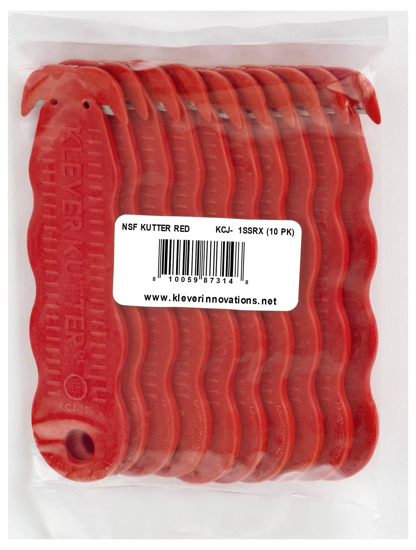 KLEVER KCJ-1SSRX Kutter NSF Food Zone™ Sicherheitsmesser Rot, 10St.
