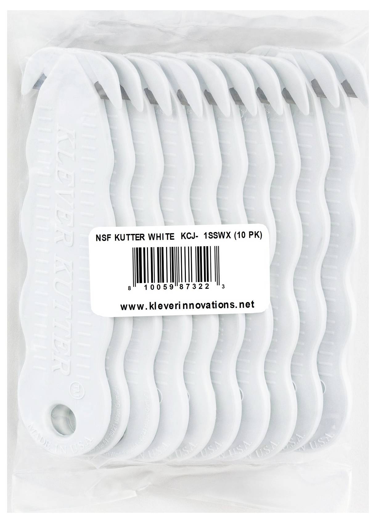 KLEVER KCJ-1SSWX Kutter NSF Food Zone™ Sicherheitsmesser Weiß, 10St.
