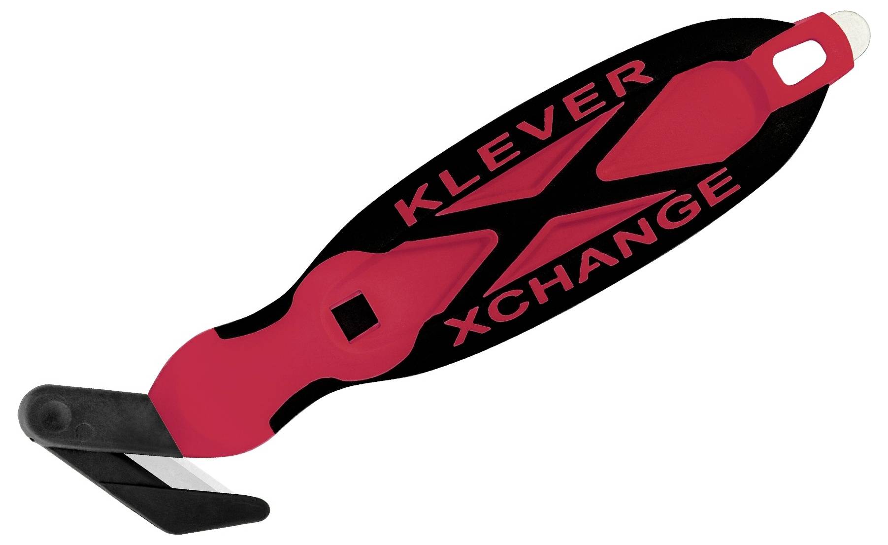 Rotes und schwarzes Kunststoff-Handwerkzeug mit der Aufschrift 