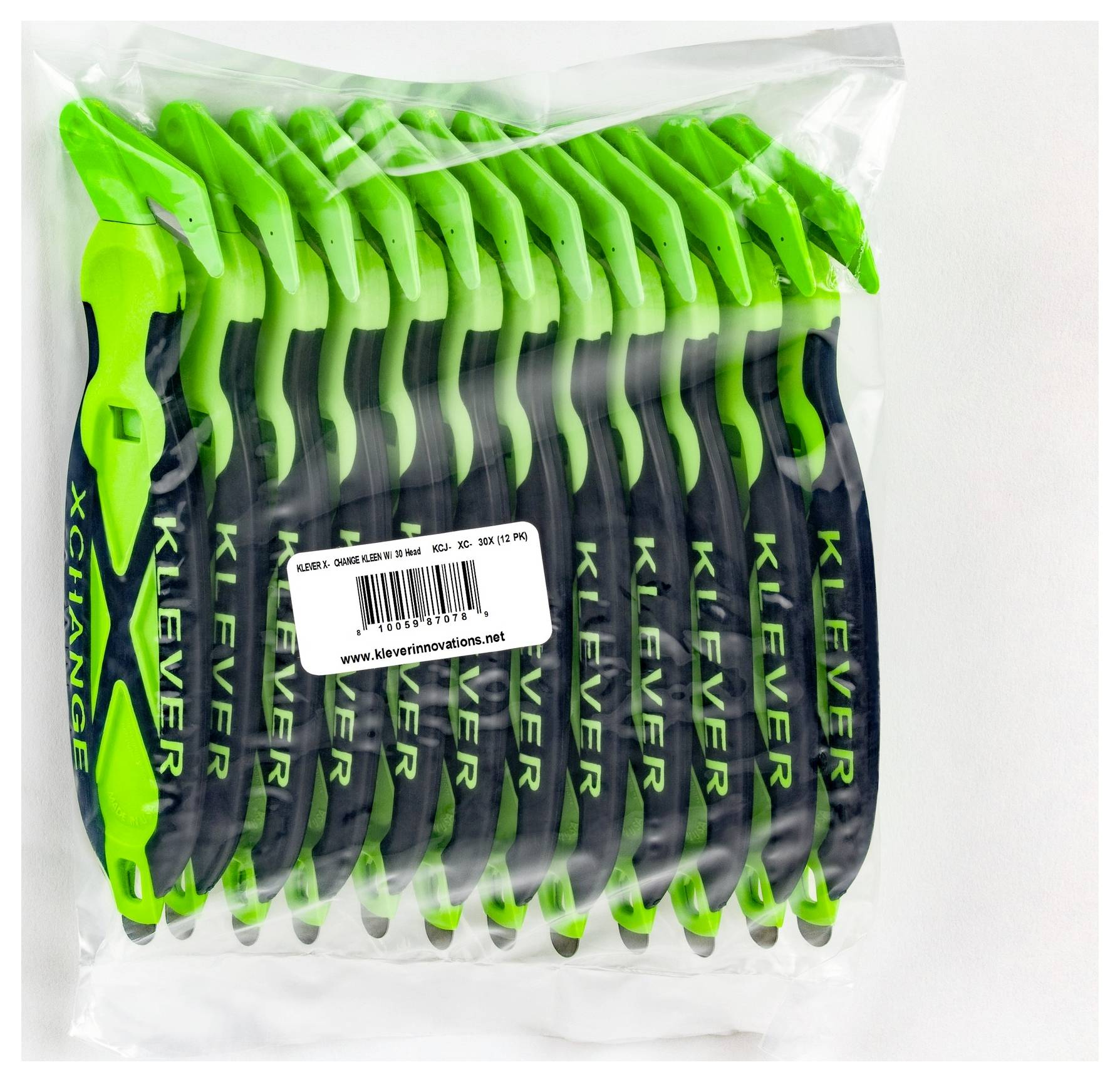 KLEVER KCJ-XC-30X XChange™ 30 Kleen™ Sicherheitsmesser Grün-Schwarz, 10St.