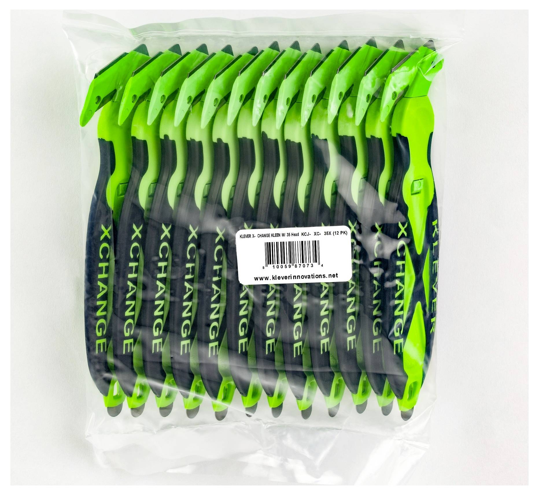 KLEVER KCJ-XC-35X XChange™ 35 Kleen™ Sicherheitsmesser Grün-Schwarz, 10St.
