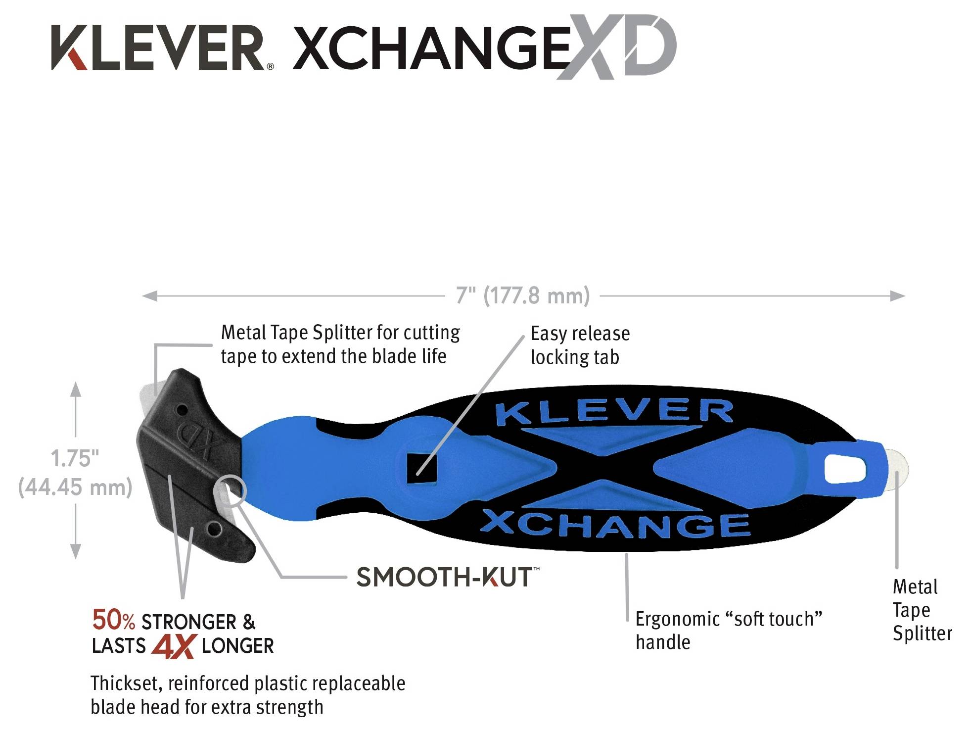 KLEVER KCJ-XC-65B XChange™ 65 Sicherheitsmesser Blau-Schwarz, 10St.