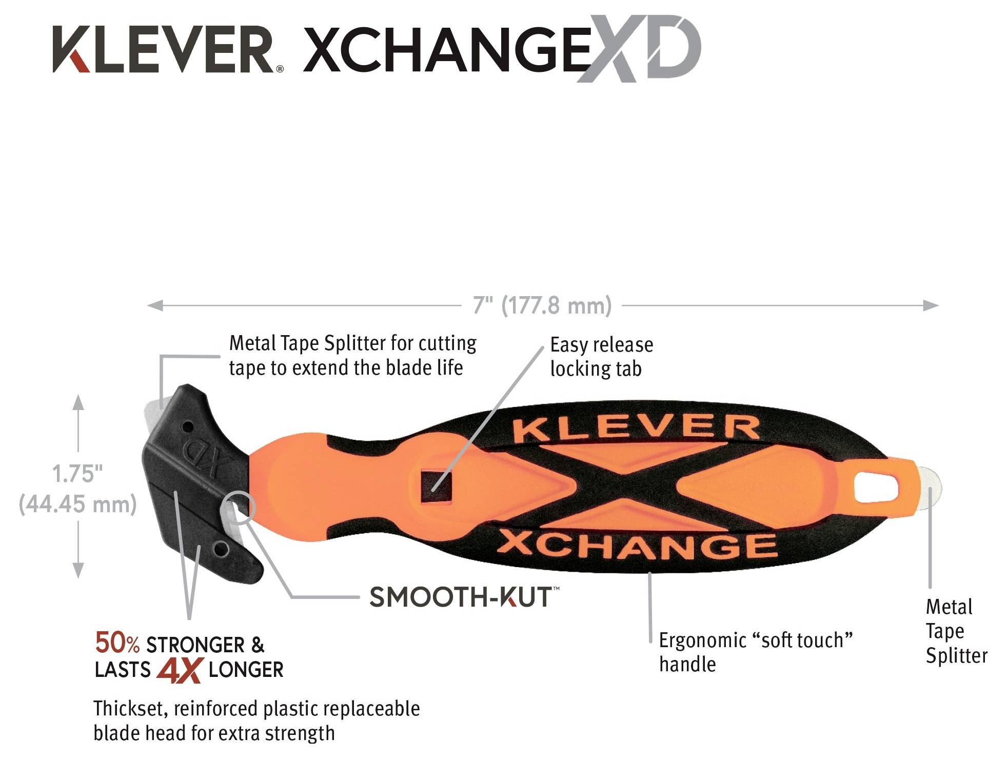 KLEVER KCJ-XC-65G XChange™ 65 Sicherheitsmesser Orange-Schwarz, 10St.