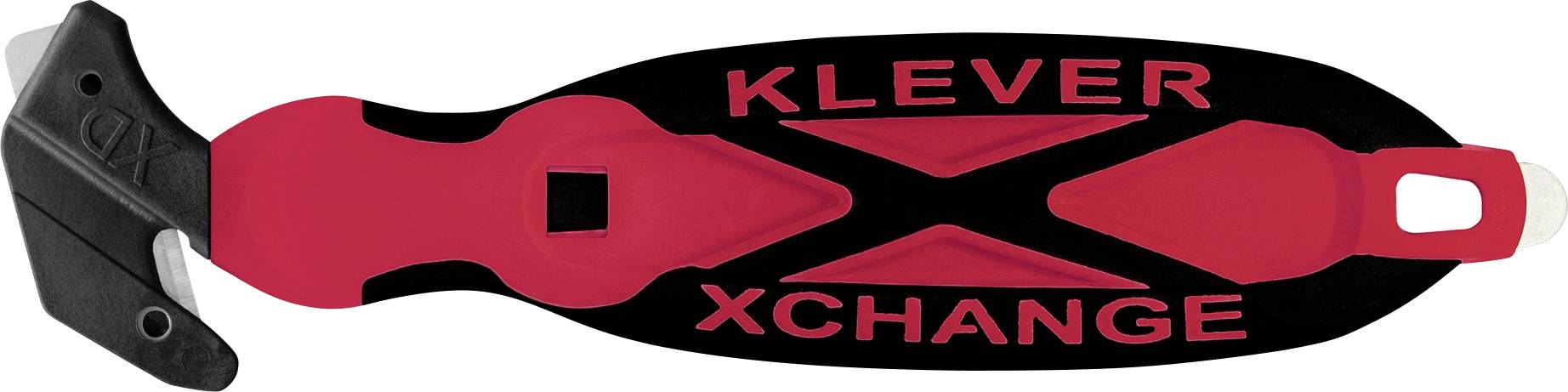 Klever Xchange rot-schwarzer Ersatzmessergriff mit schwarzer Sicherheitsverriegelung und Aufhängeloch