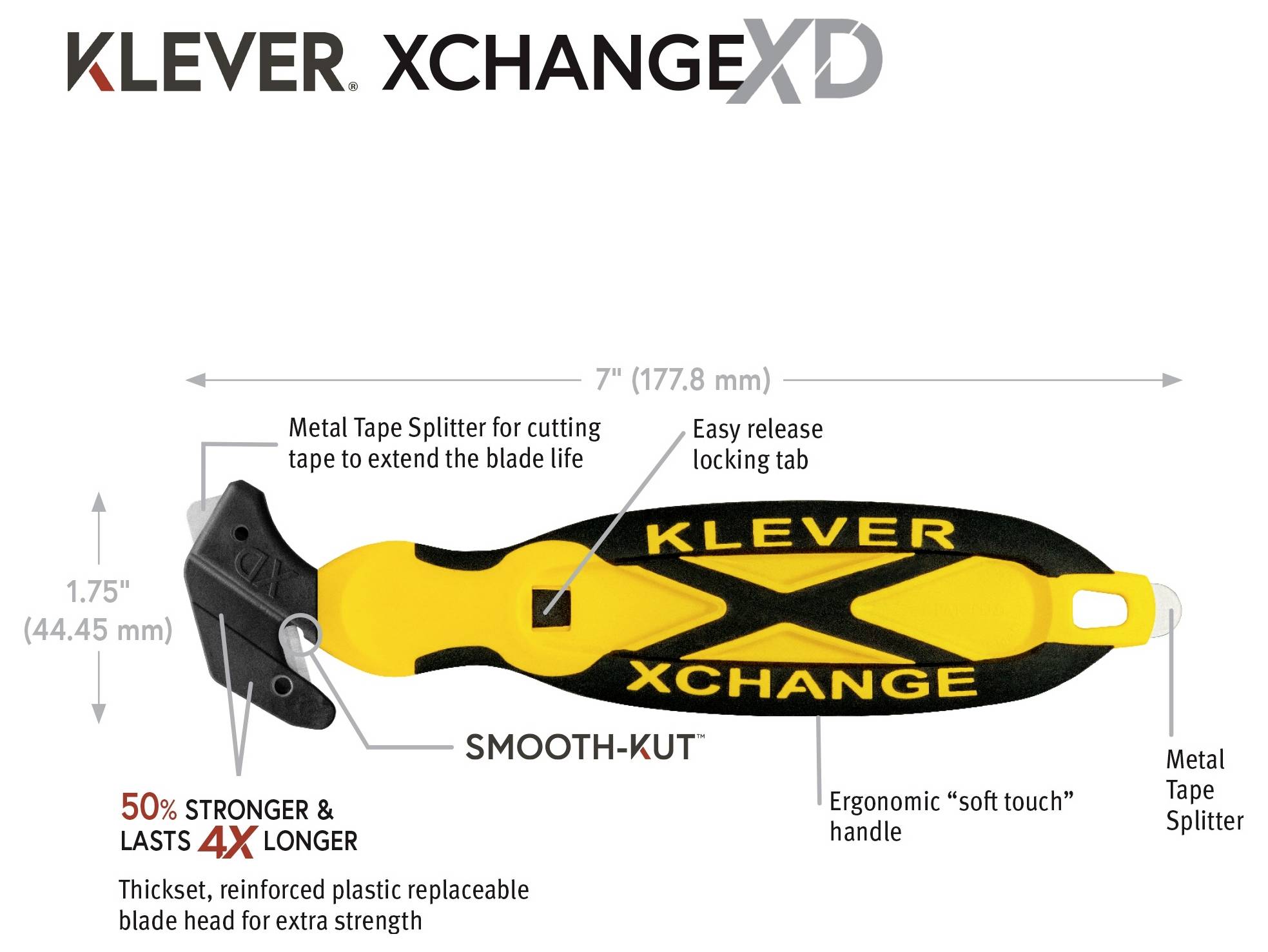 KLEVER KCJ-XC-65Y XChange™ 65 Sicherheitsmesser Gelb-Schwarz, 10St.