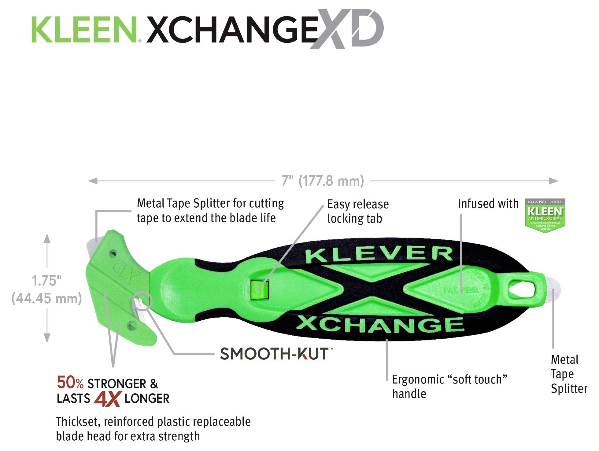 KLEVER KCJ-XC-65X XChange™ 65 Kleen™ Sicherheitsmesser Grün-Schwarz, 10St.