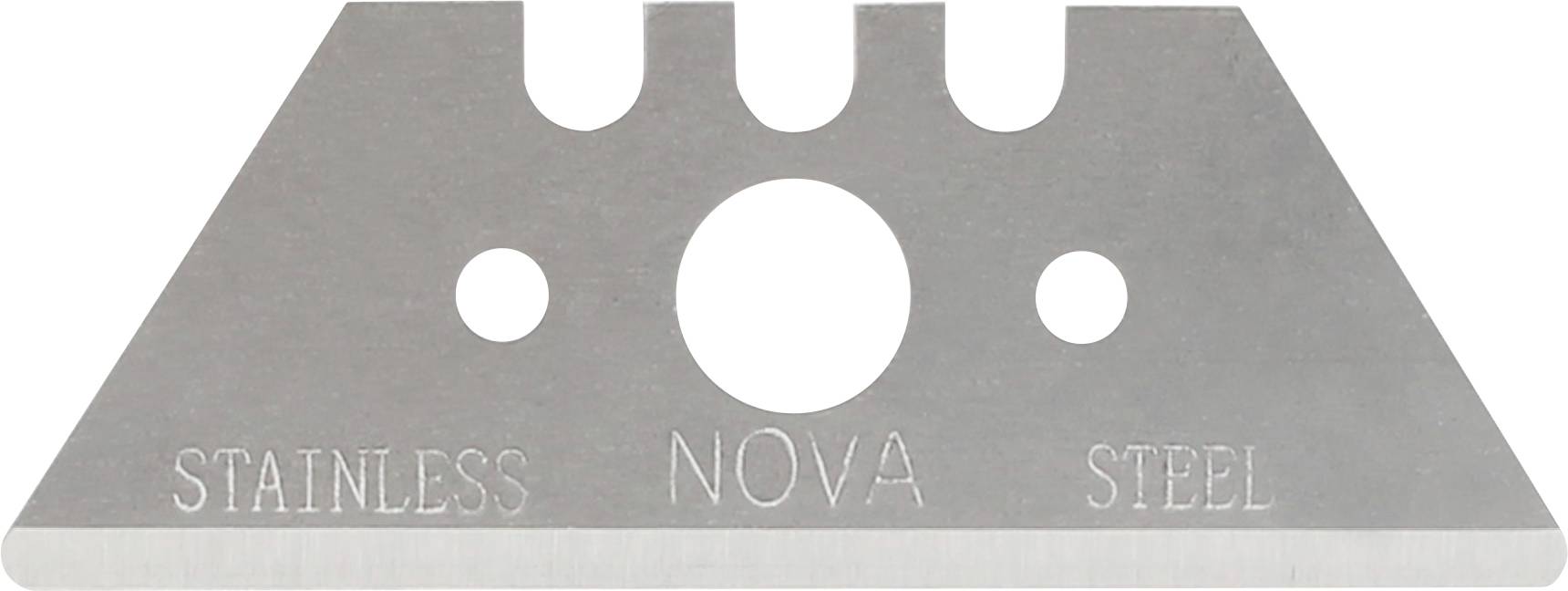 Ersatzklinge aus Edelstahl für Universalmesser mit drei Fingerlöchern; gekennzeichnet mit „STAINLESS