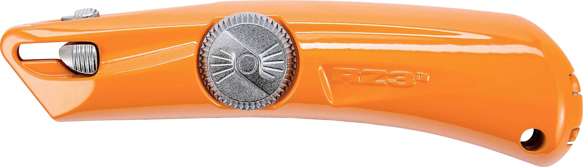 Orangefarbener Fahrradkettenblattschutz mit rundem silbernem Zahnraddesign und Befestigungslöchern, gezeigt auf weißem Hintergrund.