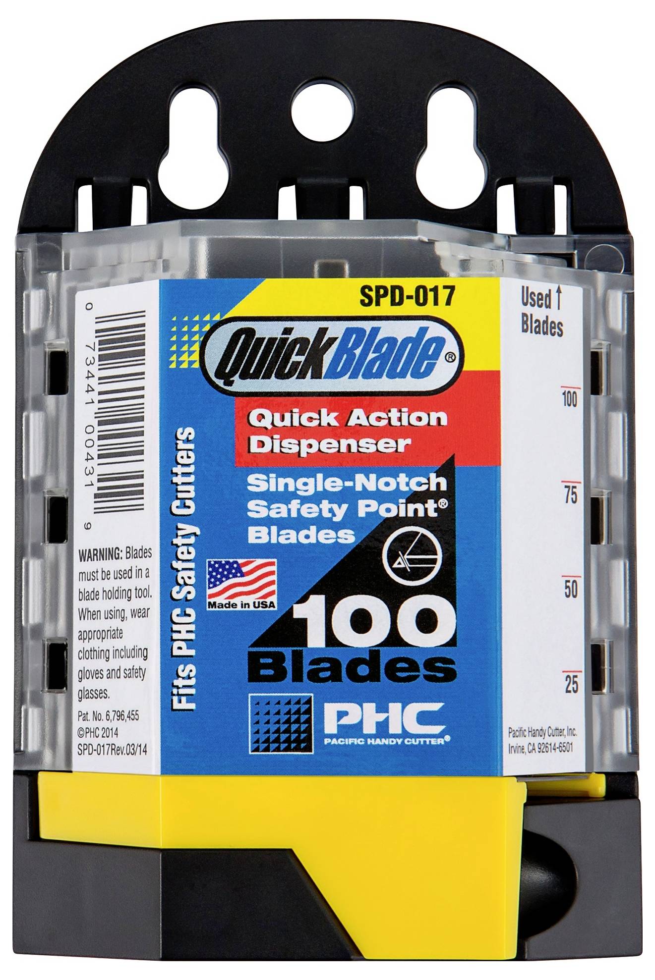 PHC SPD017 SPD-017 Quickblade® Spender mit SP-017 Sicherheitsspitzen-Universalklingen 100St.