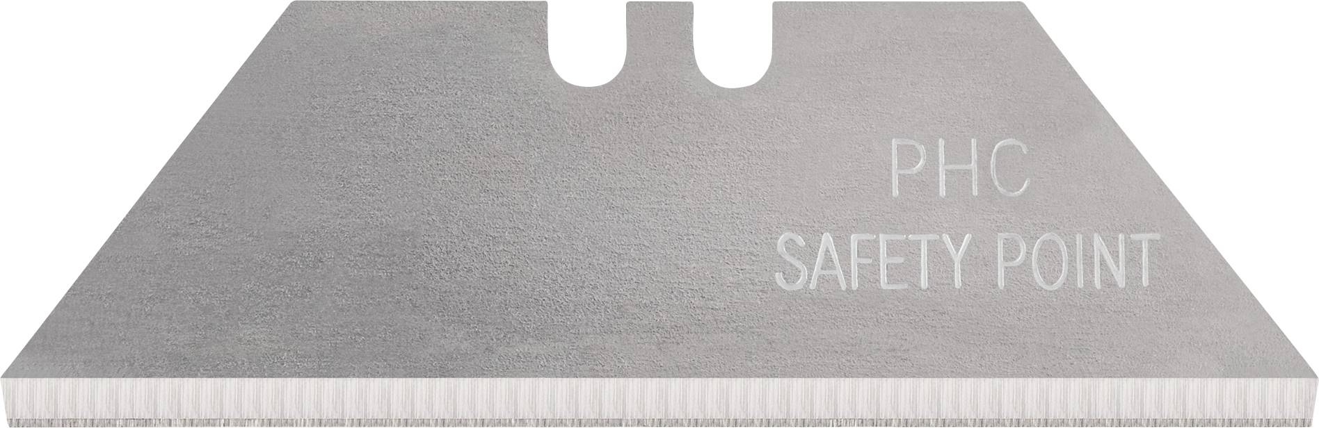 Metallklinge mit Sicherheitsspitze, gekennzeichnet mit „PHC SAFETY POINT