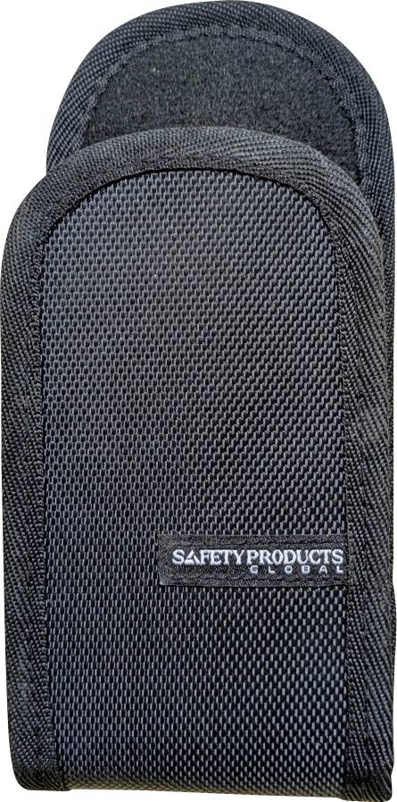 Schwarzer gepolsterter Sicherheitshandschuh mit Handgelenkschlaufe und 'SAFETY PRODUCTS GLOBAL' Etikett auf der Vorderseite.
