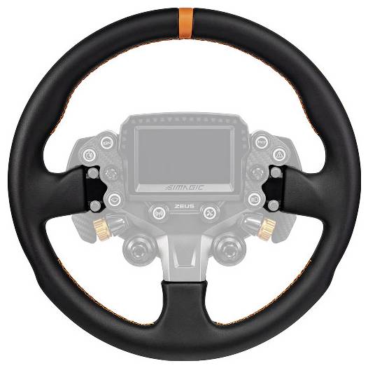 Schwarzes Rennlenker mit orange Mittelbahn und integriertem digitalen Display/Tasten