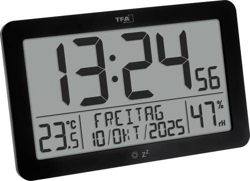 TFA Dostmann 60.2568.01 Funk Wanduhr 200 mm x 22 mm x 124 mm Schwarz
