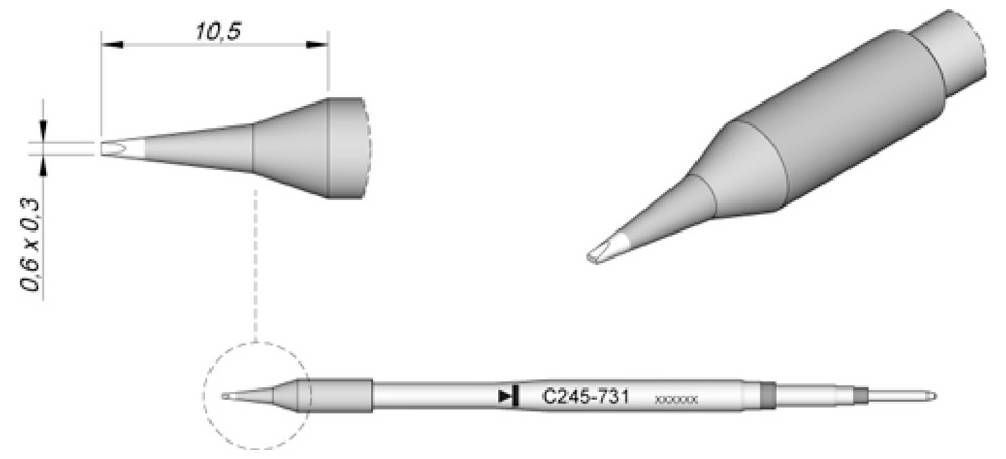 Lötspitze gewinkelt, 1,8 x 0,8 mm - lange Version, C245863