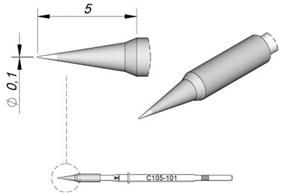 Lötspitze konisch gebogen, D: 0,1 mm, C105118