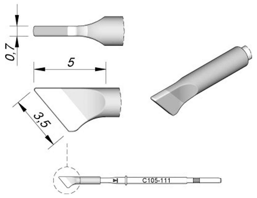 JBC Lötspitze Serie C105, Klingenform, C105212/2,5 x 0,3 mm, High Thermal