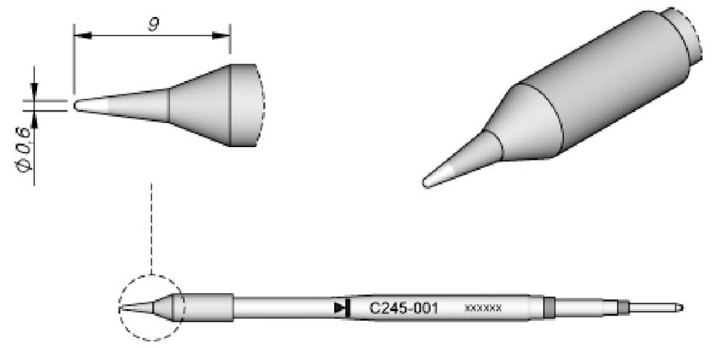 Lötspitze gewinkelt, D: 1 mm, C245804