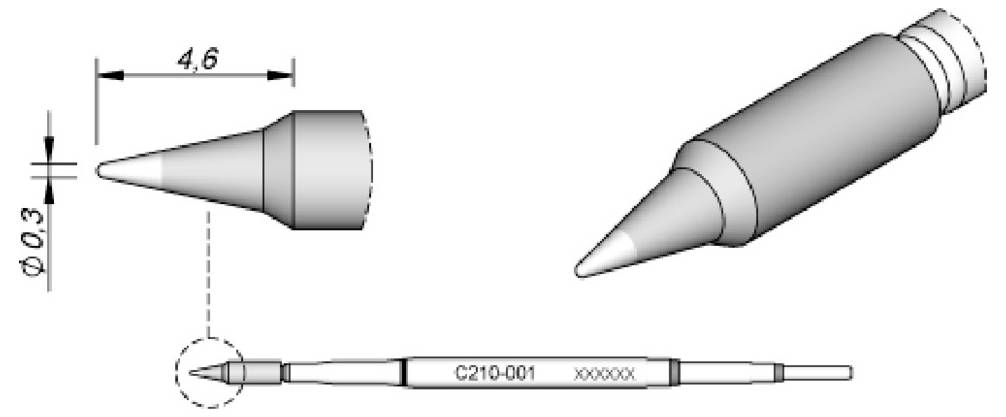 Lötspitze für T210-A / T210-NA, spitz, gewinkelt, C210002