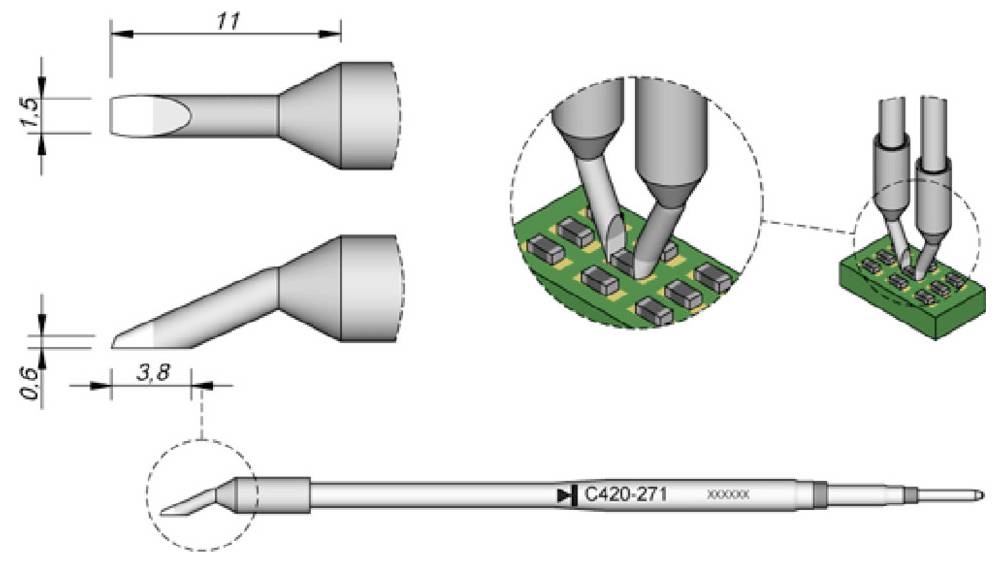 Lötspitze für Chip, abgeschrägt 2 mm, C420287