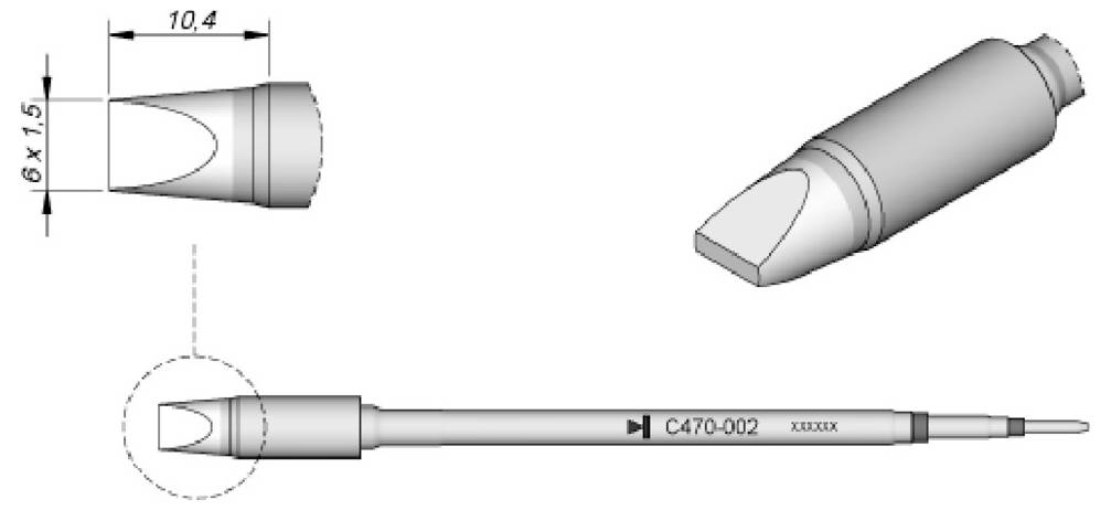 Lötspitze zylinderförmig, D 1,2 mm, C470028