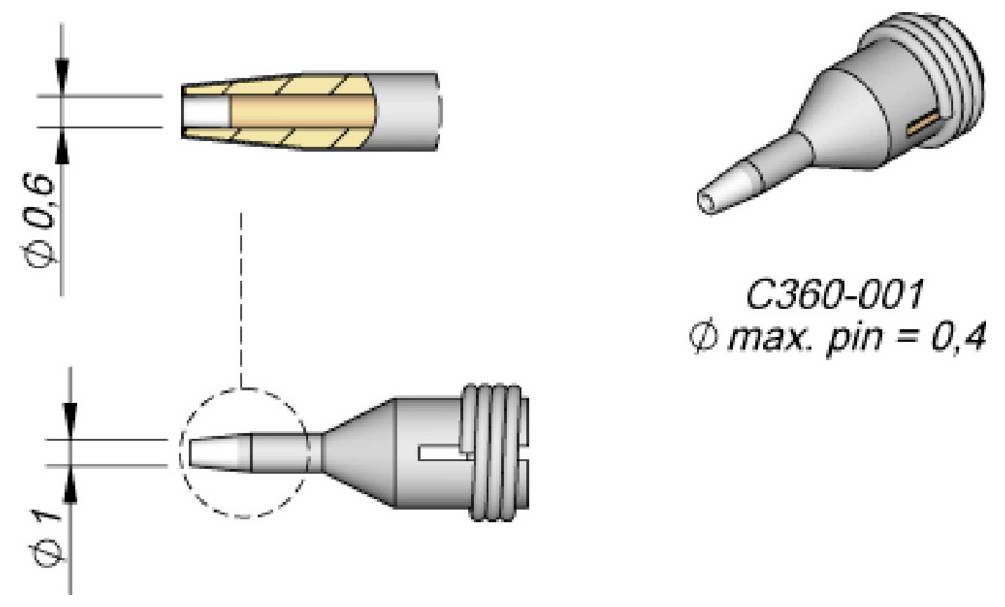 JBC Entlötspitze Serie C360, C360003/Ø 1,0 mm, Außen-Ø 1,4 mm, Pincleaning