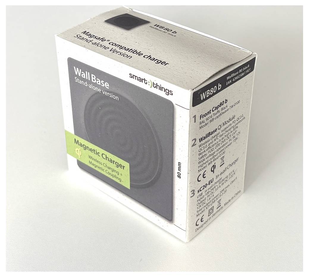 Smart Things Induktions-Ladegerät 15 W smart things WallBase 80 Magnetic Wirele WB80 b Ausgänge Induktionslade-Standard Schwarz