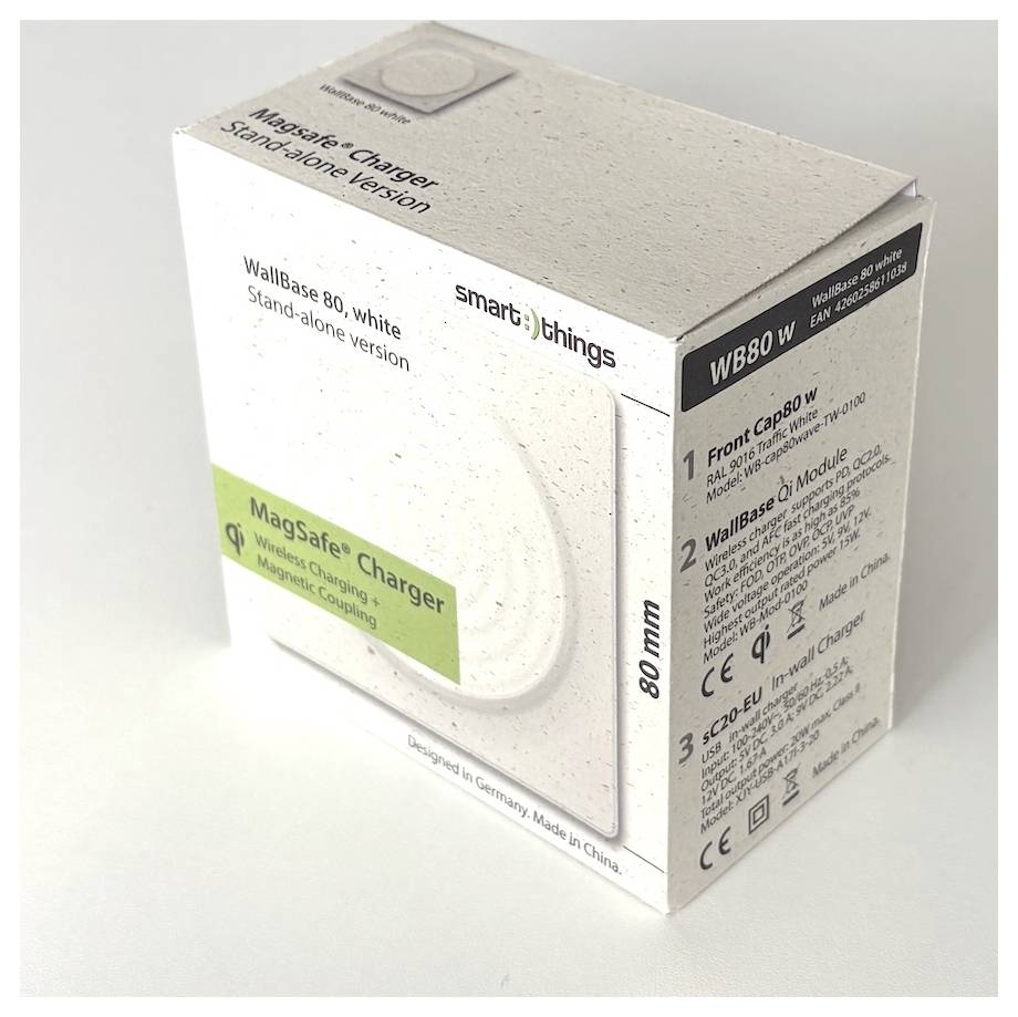 Smart Things Induktions-Ladegerät 15W WallBase 80 Magnetic Wirele WB80w Ausgänge Induktionslade-Standard Weiß
