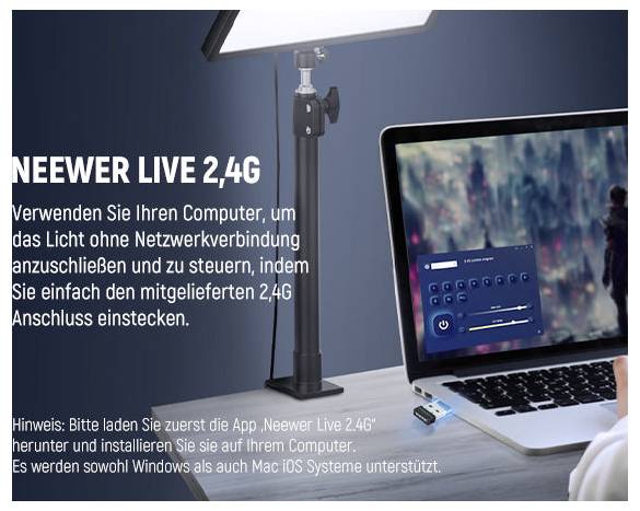 Neewer GL25B LED Videoleuchte Anzahl LEDs=176 Bi-Color