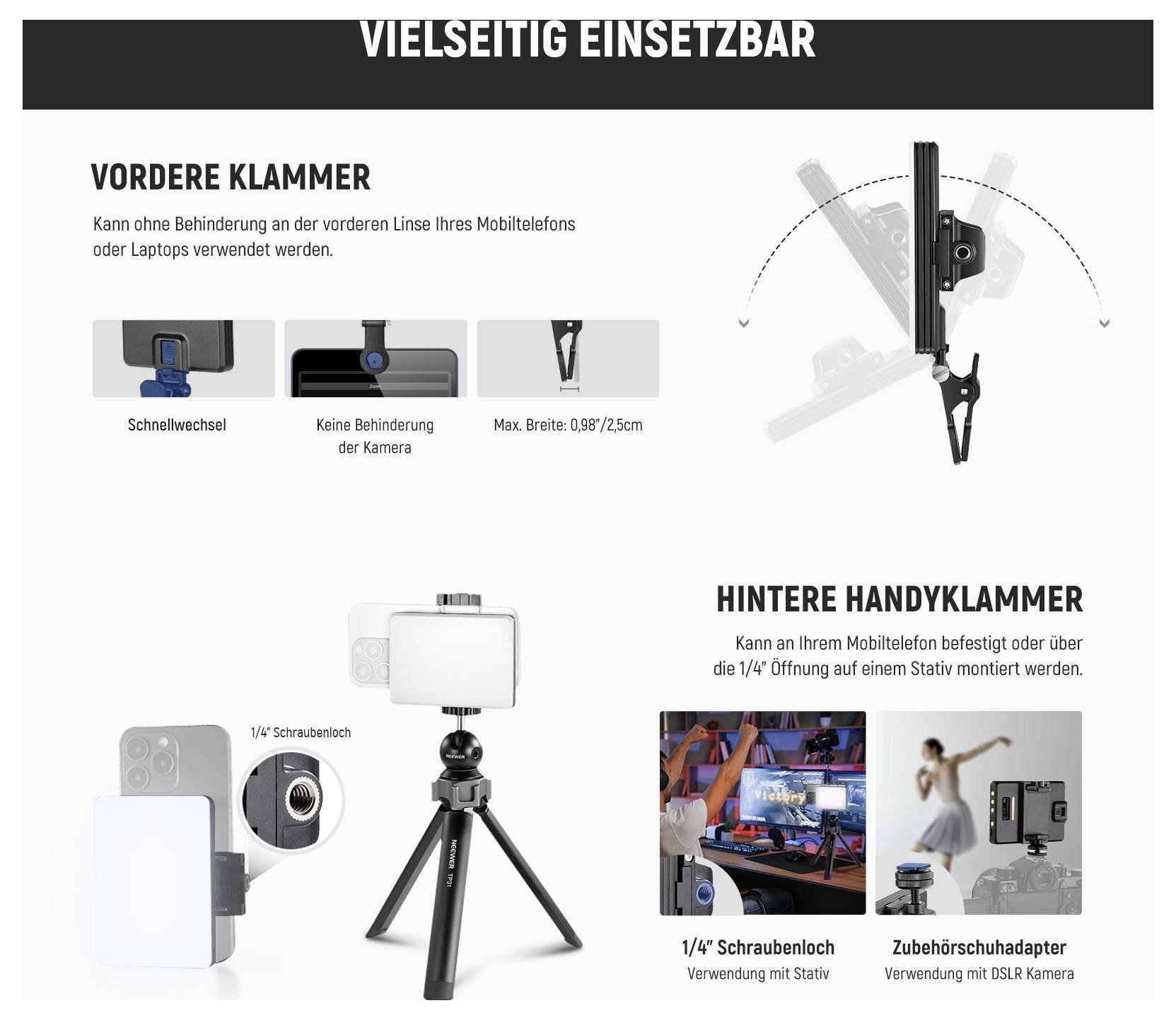 Neewer VL67B LED Smartphone Licht Anzahl LEDs=80 Bi-Color
