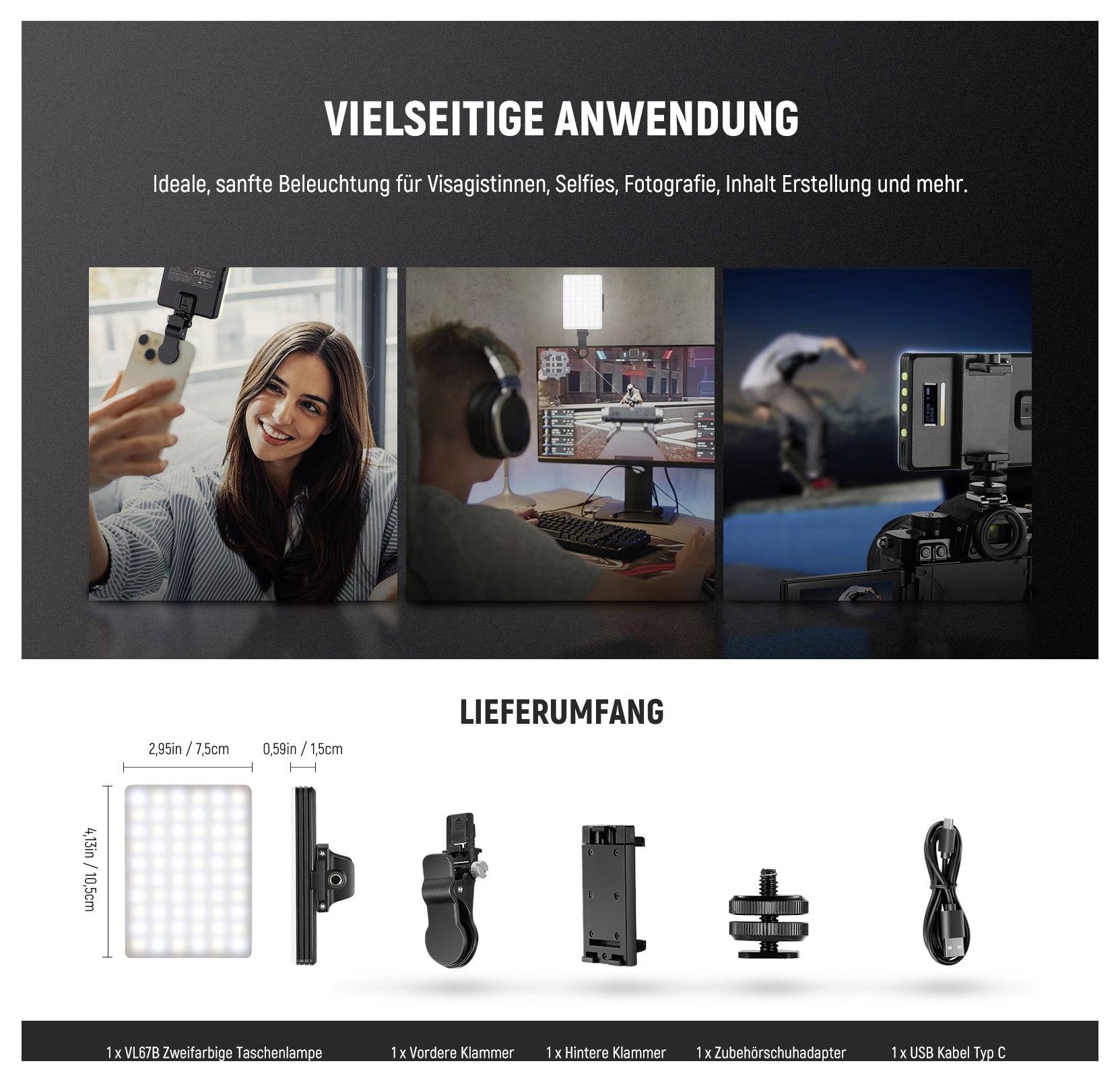 Neewer VL67B LED Smartphone Licht Anzahl LEDs=80 Bi-Color