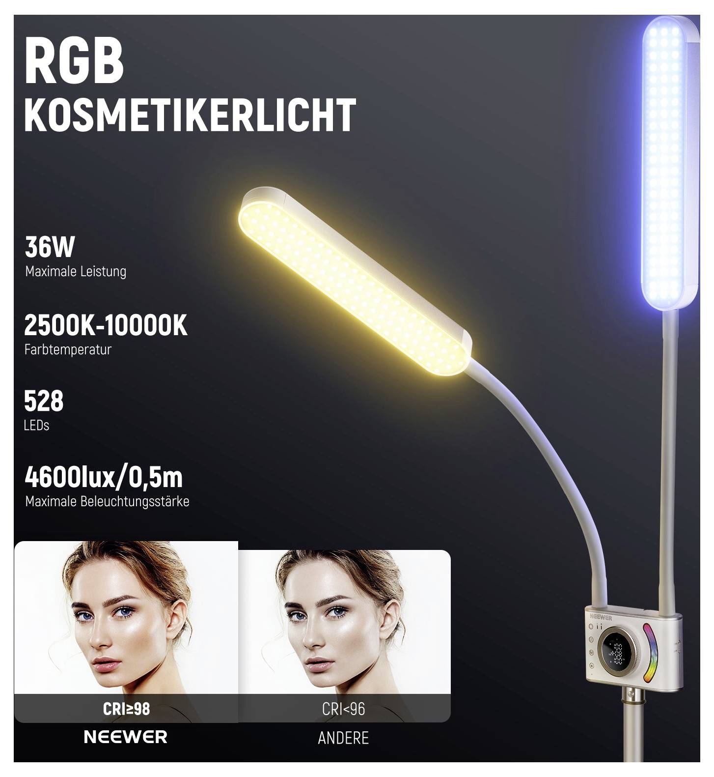 Neewer BH40C LED Videoleuchte Anzahl LEDs=528 Bi-Color
