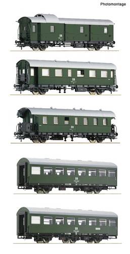 Roco 6200243 H0 5-tlg. Set: Personenzug der DR Wagenset mit fünf Personenwagen der Deutschen Reichs