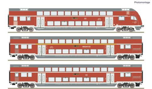 Roco 6210248 H0 3-tlg. Set: Doppelstockwagen (DCC) Doppelstockwagen 2. Klasse, Gattung DBpza . Doppelstockwagen 1./2. Klasse