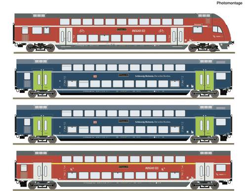 Roco 6210250 H0 4-tlg. Set: Doppelstockwagen (DCC) Wagenset mit vier Doppelstockwagen der Deutschen