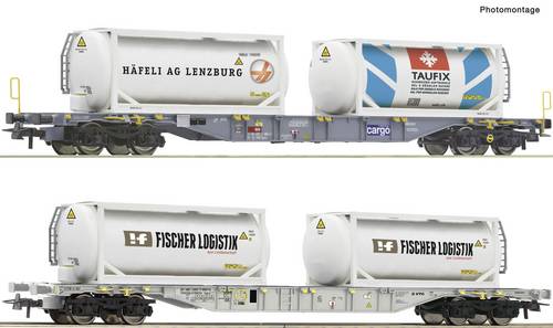 Roco 6600231 Güterwagen DC Wagenset mit zwei 4-achsigen Containertragwagen der SBB Cargo/VTG
