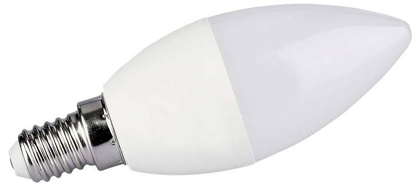 LED-Kerzenglühbirne mit Schraubsockel auf weißem Hintergrund