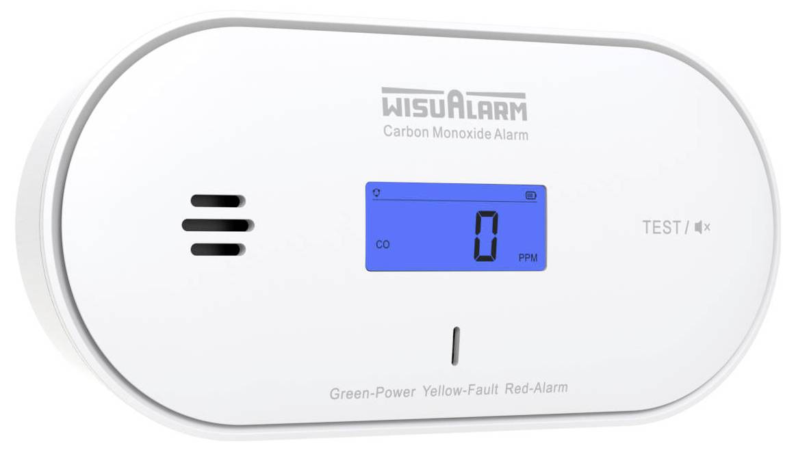 Wisualarm DHI-HY-GC30A-R8 Kohlenmonoxid-Melder vernetzbar, inkl. 10 Jahres-Batterie batteriebetrieben detektiert Kohlenmonoxid