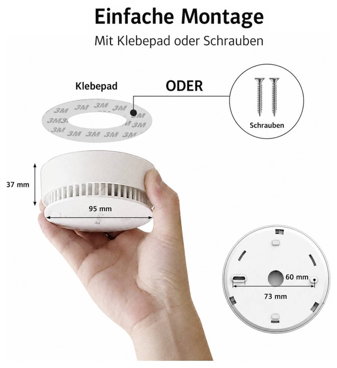 Wisualarm DHI-HY-SA30A-R8 Funk-Rauchwarnmelder vernetzbar, inkl. 10 Jahres-Batterie batteriebetrieben (Ø x H) 98mm x 41mm