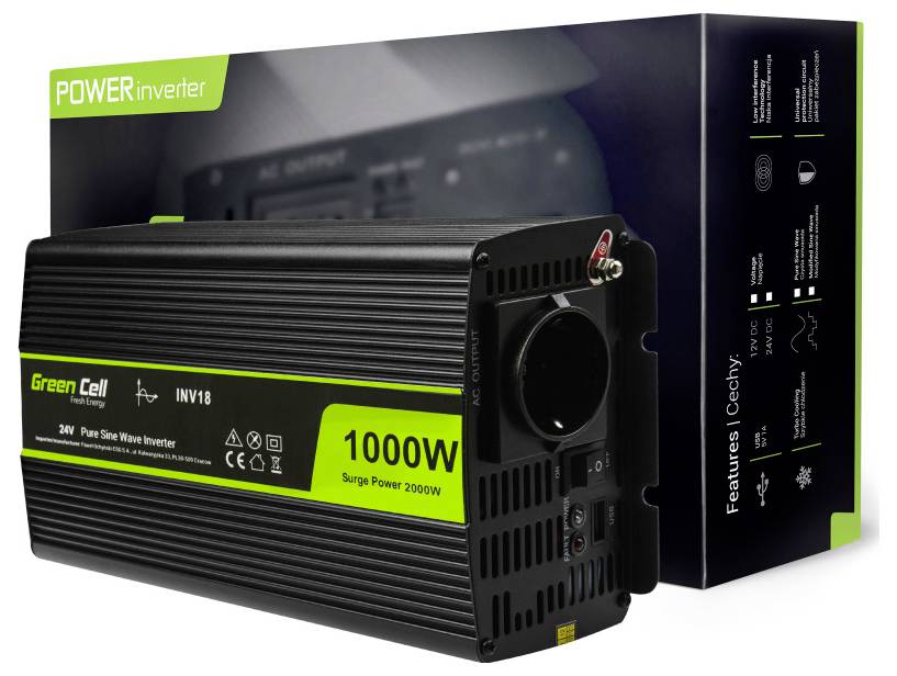 Green Cell Wechselrichter 1000W 24V - 230V