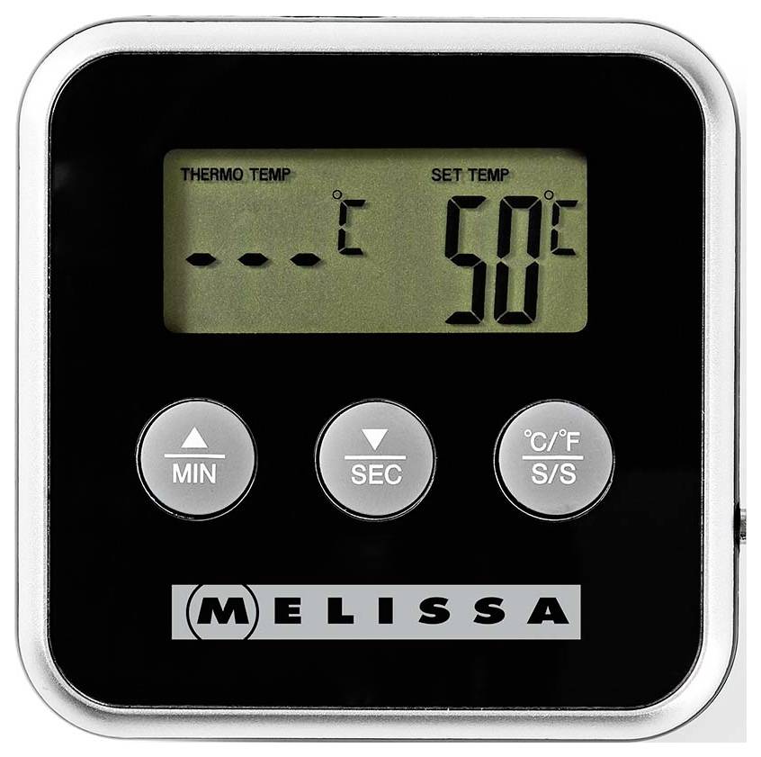 Digitale Thermometeranzeige mit der Anzeige „SET TEMP 50°C