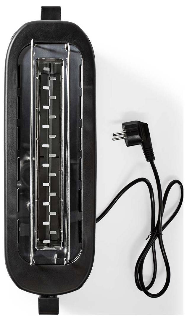 Elektrischer Würstchengrill mit verchromten Kochwalzen und angebrachtem Stromkabel und Stecker, dargestellt auf weißem Hintergrund.