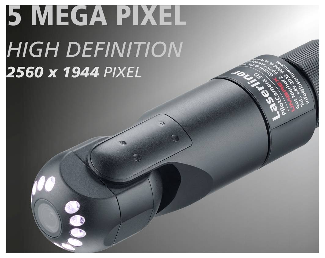 Schwarzes Laser-Borescope-Kamera mit LED-Ringlichtern, gekennzeichnet mit „5 MEGAPIXEL