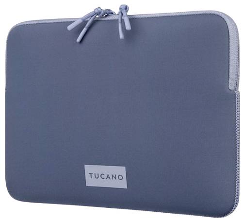Blauer Tucano-Laptop-Schutzbeutel mit Reißverschluss oben und gepolsterten Kanten auf weißem Hintergrund.