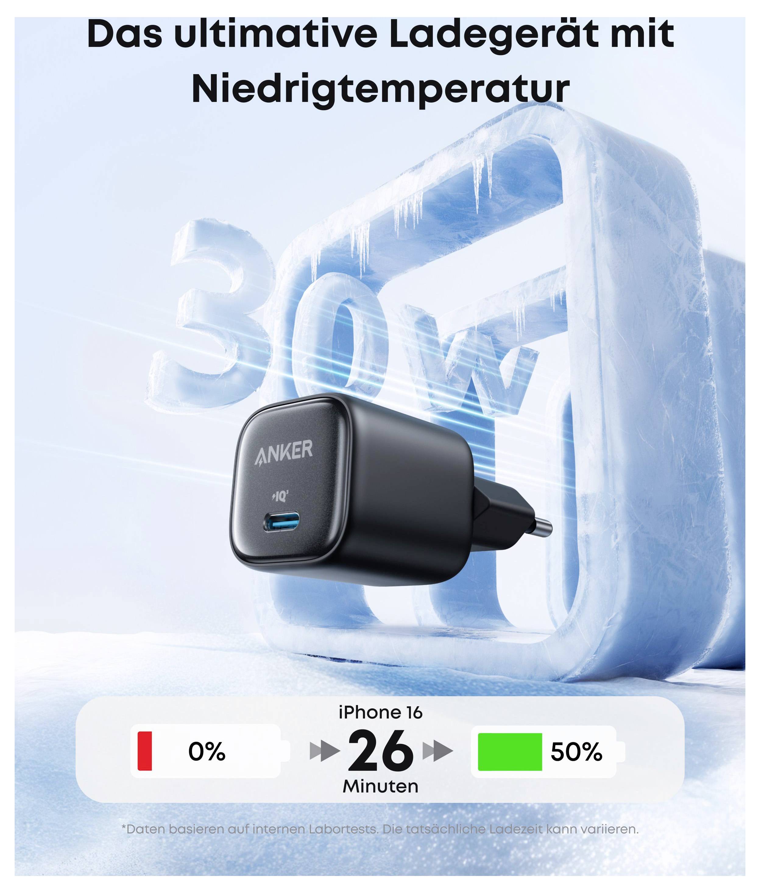 Anker Charger Zolo 30W 1C black Ladeadapter 30W Fast Charge Schwarz Innenbereich GaN